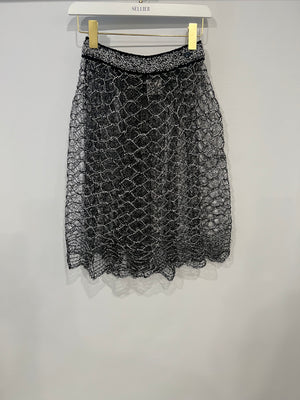 Chanel Spring 2018 Black and Pearl Metallic Caged Top and Skirt Set Size FR 34 (UK 6)