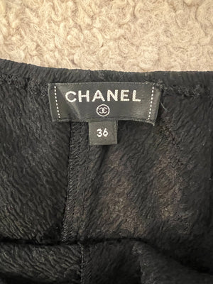 Chanel Black Silk Micro Shorts with CC Logo Prints Size FR 36 (UK 8)