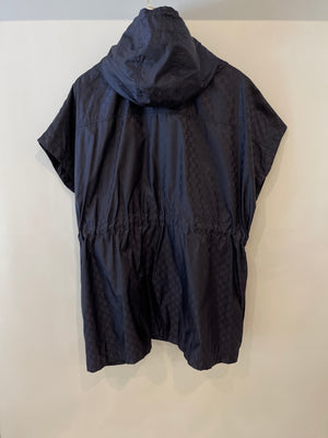 Gucci Navy GG Logo Hooded Rain Coat Size IT 38 (UK 6)