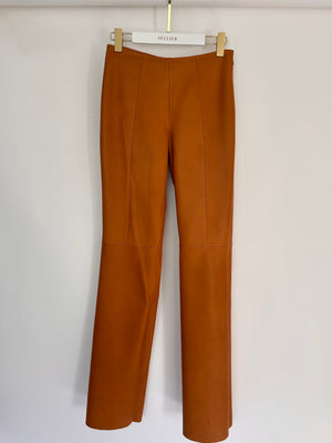 Loewe Brown Tan High-Rise Straight Leg Leather Trousers Size FR 38 (UK 10)