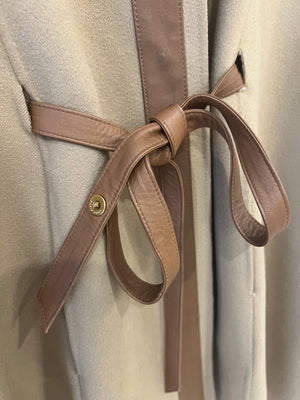 Loro Piana Beige Cashmere Cape With Brown Leather Trim and Gold Buttons One Size