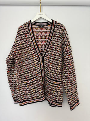 Chanel Multi-Colour Long Sleeve Cashmere Blend Knit Cardigan with Silver CC Logo Buttons Size FR 36 (UK 8)