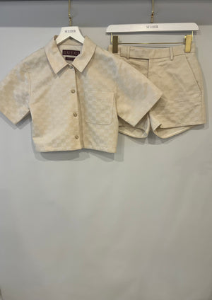 Gucci Cream Gabardine GG Logo Top and Short Set Size IT 36 (UK 4) RRP £1,660