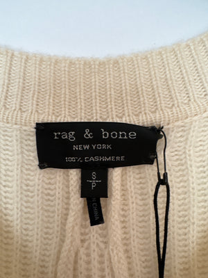 Rag & Bone Cream Round Neck Long-Line Knitted Jumper Size S (UK 8)