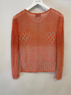 Missoni Orange and Pink Metallic Knit Button Down Cardigan Size UK 8/10