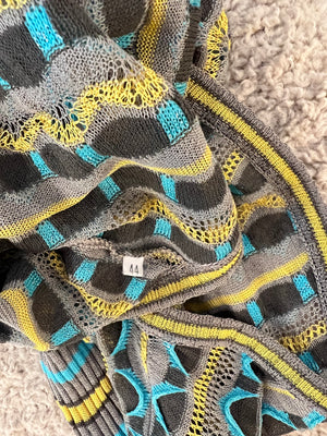 M Missoni Grey, Yellow and Blue Knit Cardigan and Top Chevron Set Size IT 44 (UK 12)