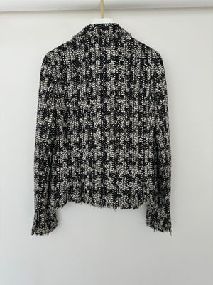Chanel Black and White Tweed Jacket with CC Logo Buttons Size FR 34 (UK 6)