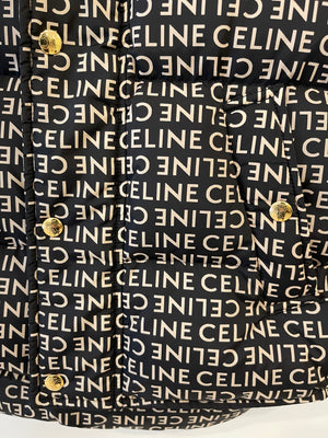 Celine Black and Beige Sleeveless Puffer Jacket with Logo Prints Size XS (UK 6)