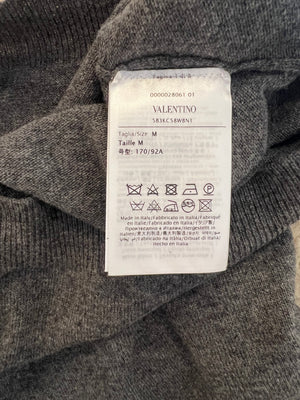 Valentino Grey Wool Short Sleeved Jumper with Bow Detail Size M (UK 10)