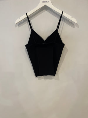 Chanel Black Sleeveless Top with Crystal CC Logo Detail Size FR 36 (UK 8)