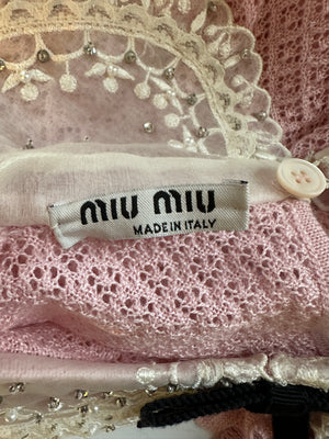 Miu Miu Baby Pink Peter Pan Collar Cashmere Knit Jumper Size IT 42 (UK 10) RRP £990