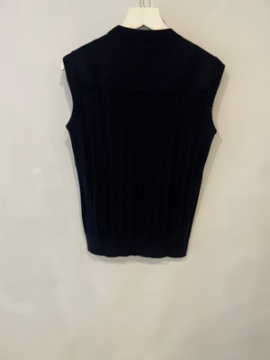 Loro Piana Navy Cashmere Ribbed Sleeveless Top Size IT 40 (UK 8)
