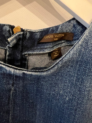 Louis Vuitton Denim Mini Sleeveless Dress with Patchwork Monogram Details Size FR 40 (UK 12)