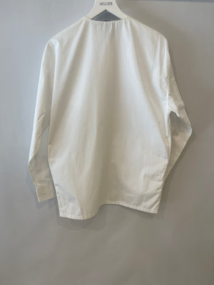 Prada White Long Sleeve Shirt With Logo Plaque Detail Size IT 40 (UK 8) RRP £900