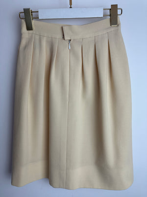 Chanel Vintage Cream Double Breasted Wool Blazer Jacket and Skirt Set with Gold CC Logo Button Detail FR 36 (UK 8)