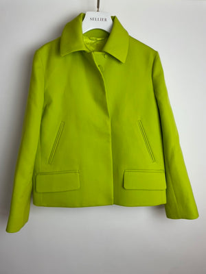 Gucci Lime Green Wool Shorts & Jacket Set With Silver Logo Detail Size IT 38/40 (UK 6/8)