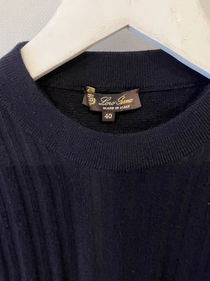 Loro Piana Navy Cashmere Ribbed Sleeveless Top Size IT 40 (UK 8)