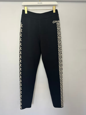 Chanel 19B Black Wool Jogging Bottom with Chanel Embroidery Detail Size FR 44 (UK 14) RRP £1,400