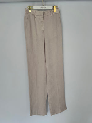 Off-White Light Pink Ribbed Satin Formal Straight Leg Trousers IT 38 (UK 6)