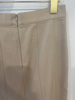 Max Mara Beige Denim Fish Tail Skirt with Fringe Hem Detail IT 36 (UK 4)