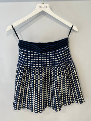 Prada Navy, White, and Black Square Pattern Mini Skirt Size IT 40 (UK 8)
