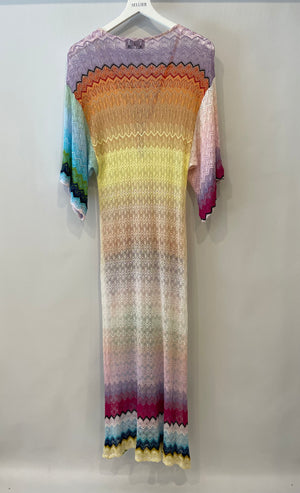 Missoni Multicolour Zigzag Beach Cover-Up Short Sleeve Maxi Dress Size IT 38 (UK 6)