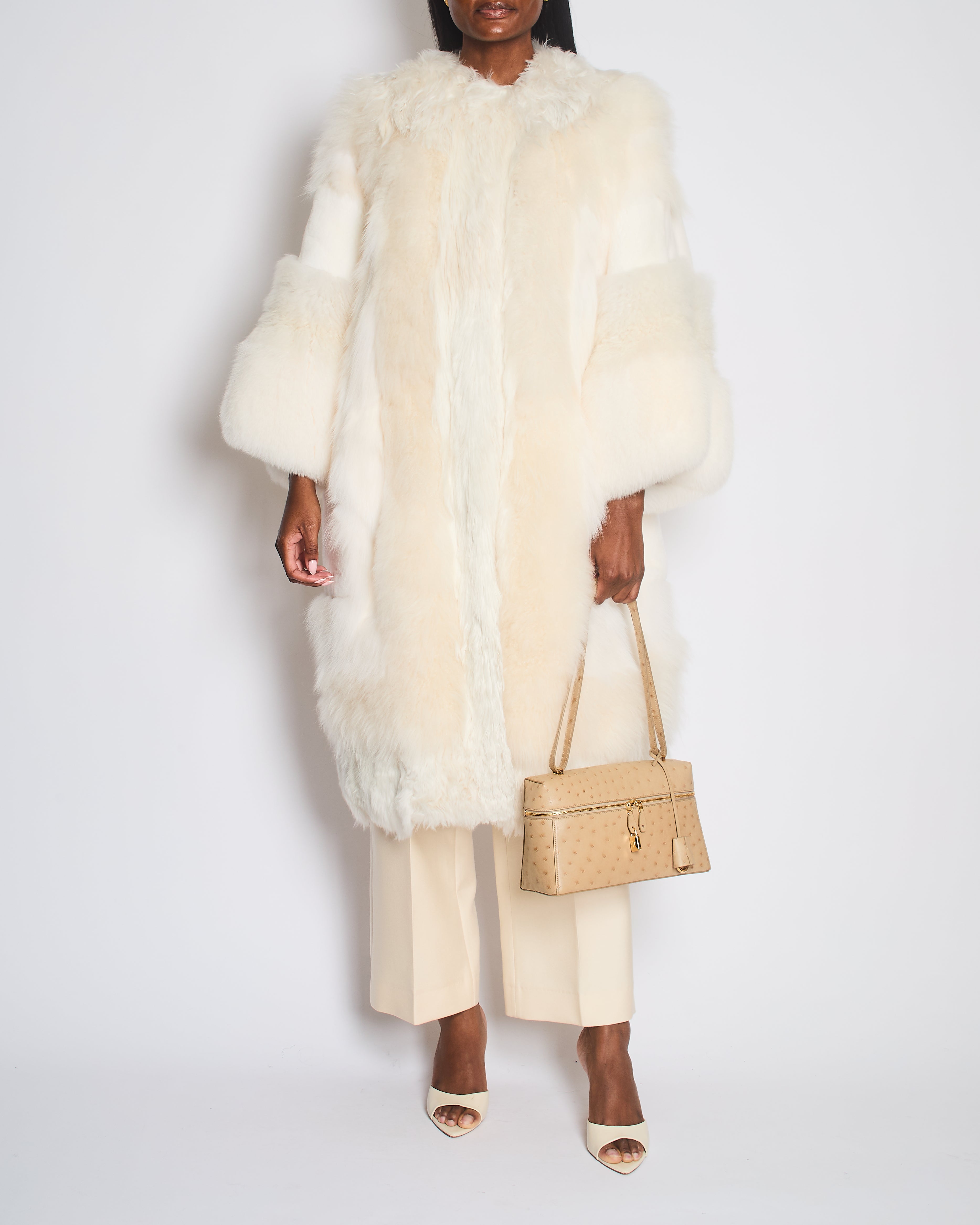 Dolce and Gabbana White Layered Fur Coat Size IT 44 (UK 12) – Sellier
