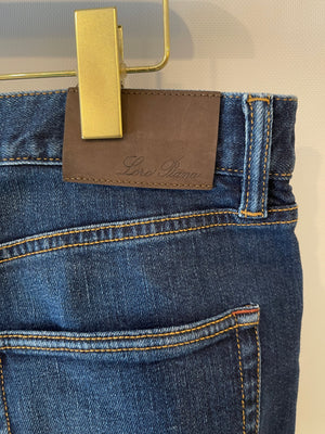 Loro Piana Menswear Blue Jeans with Brown Stitching Detail Size LP 33 (Size M)