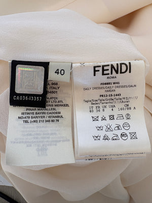 Fendi Cream Long Sleeve Mini Dress with Big Button Details Size IT 40 (UK 8)