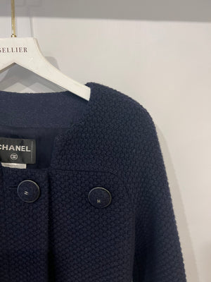 Chanel Navy Wool Jacket with CC Logo Buttons Size FR 34 (UK 6)