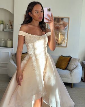 Mikael D Blush Ball Gown with Embroidered Detail Size S (UK 8)