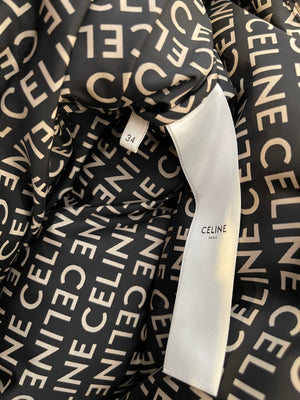 Celine Black and Beige Sleeveless Puffer Jacket with Logo Prints Size XS (UK 6)