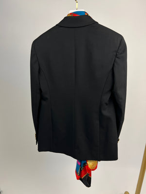 Versace Black and Multi Colour Chain Print Blazer and Blouse Set Size IT 40 (UK 8)