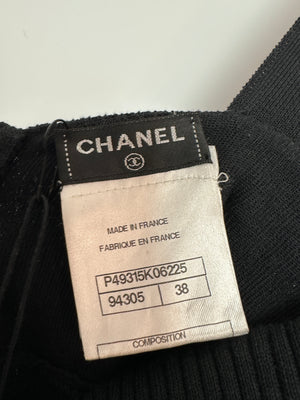 Chanel Black Knit Sleeveless Dress with Pearl Button Details Size FR 38 (UK 10)