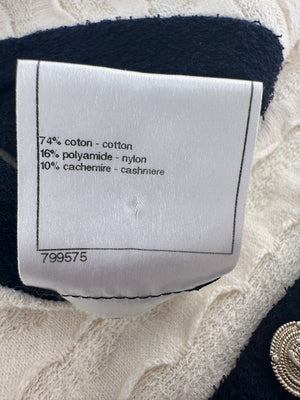 Chanel Cream Sleeveless Midi Dress with Navy Hem and Pocket Detail Size FR 34 (UK 6)