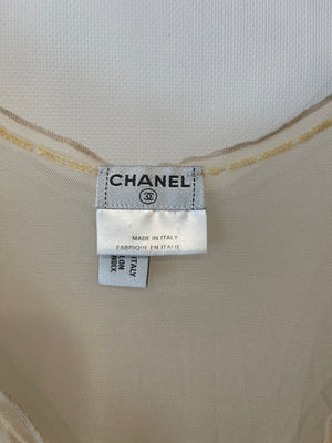 Chanel 03P Beige Lingerie Top with CC Logo and Perfume Embroideries Size FR 36 (UK 8)