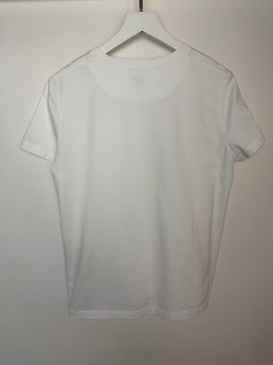 Hermes White Cotton T-Shirt with Embroidered Pocket Detail Size FR 40 (UK 12)