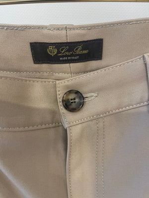 Loro Piana Beige Trousers with Logo Embroidered Detail Size IT 46 (UK 14)