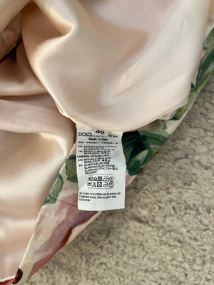 Dolce & Gabbana Pink Floral Mini Skirt with Large Button Details and Back Logo Size IT 40 (UK 8) RRP £800