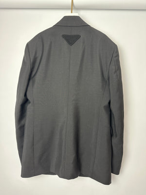 Prada Black Single Breasted Blazer with Triangle Logo at the Back IT 48 (UK 16)