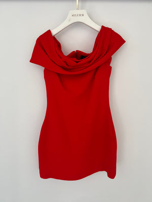 Solace London Red Sleeveless Mini Dress with Draped Neckline Detail Size UK 8