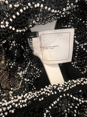 Chanel Spring 2018 Black and Pearl Metallic Caged Top and Skirt Set Size FR 34 (UK 6)