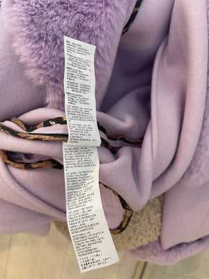 Blumarine Lilac Wool Coat with Detachable Handcuff and Collar Faux Fur Detail IT 42 (UK 10)