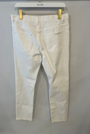 Prada Menswear White Tapered Fit Jeans with Logo Size 33