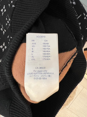 Louis Vuitton Black, Beige and White Cashmere Zipped Hoodie Monogram Jacket with Gold Details Size XS (UK 6)