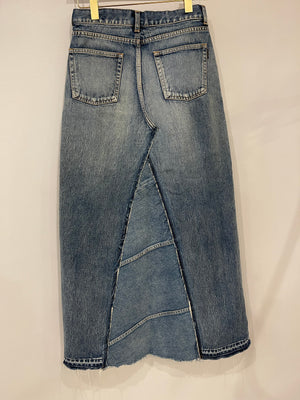Saint Laurent Blue Denim Maxi Skirt With Trimmed Hem Detail Size 27 (UK 10) RRP £950