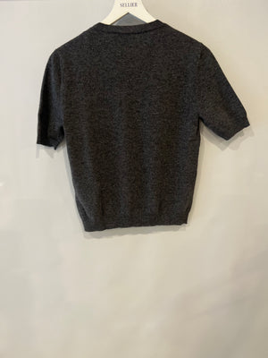 Valentino Grey Wool Short Sleeved Jumper with Bow Detail Size M (UK 10)