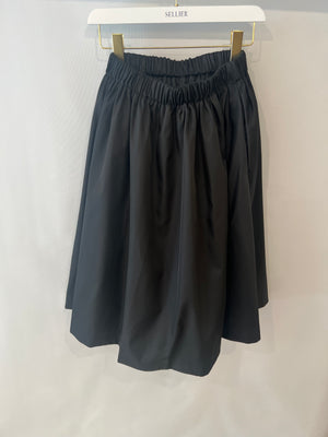 Prada Black Nylon Midi Skirt with Drawstring Detail Size IT 38 (UK 6)