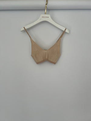 Jacquemus Beige Rib Knit Mini Shorts and Crop Top Set Size Small