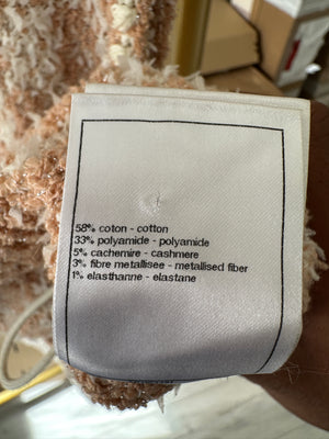 Chanel 23/S Dusty Pink & Ecru Tweed Gilet & Bralette Top with Crystal CC Buttons Detail Size FR 36 (UK 8)